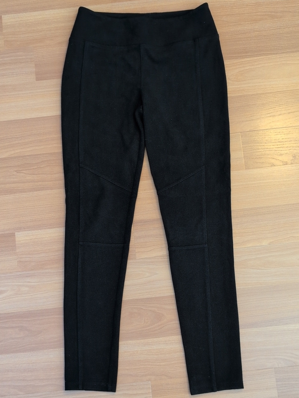 Vylette Black High Rise Ponte Leggings Sueded